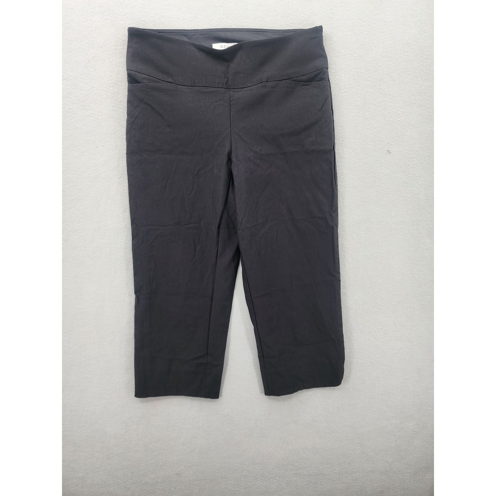 S.C. & CO. Black Pull On‎ Cropped Pants Womens 12 Stretch Capris Career Slim Fit